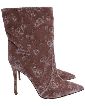 Gianvito Rossi Womens Satin Velvet Embroidered Bootie (Authentic Pre-Loved)