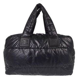 Chanel Coco Cocoon Bowling Quilted Nylon Black Nylon Handbag (Pre-Owned)