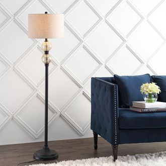Jonathan Y Designs January Glass/Metal LED Floor Lamp in Oil Rubbed Bronze at Nordstrom