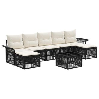 vidaXL Conjunto De Sof&aacute;s De Jard&iacute;n 8 Pcs Negro Rat&aacute;n Sint&eacute;tico Vidaxl