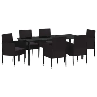 vidaXL Conjunto De Comedor De Jard&iacute;n 7 Pcs Negro Rat&aacute;n Sint&eacute;tico Vidaxl