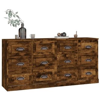 Berkfield Home Sideboards 2 pcs Smoked Oak Engineered Wood in Brown
