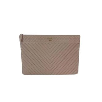 Chanel Pre-owned Caviar Chevron Quilted Large Leather Cosmetic Clutch - - Pre-owned - Donna - Beige - ONE SIZE