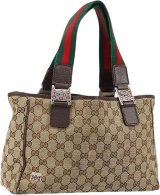 Gucci Pre-owned Handbags, female, Beige, Size: ONE SIZE Pre-owned Canvas Handbag