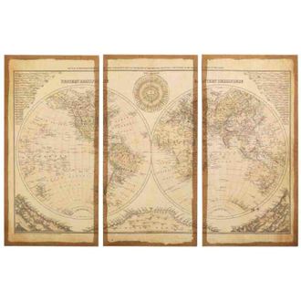 Wanderlust Deco Wanderlust Deco - Cuadro Tela Saco Impreso 3pzas 120x80x3