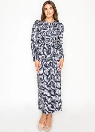 YAL New York Navy Patterned Long Sleeve Dress