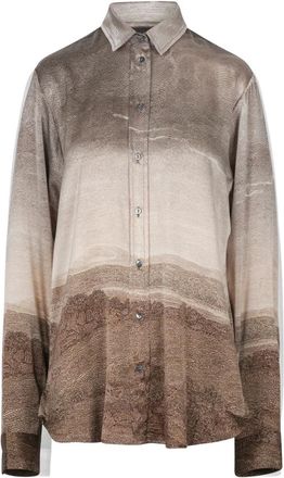 Pierre-Louis Mascia Overhemden, Dames, Bruin, S, Camicia in seta stampata