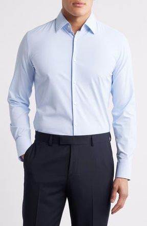 BOSS Hank Kent Slim Fit Performance Stretch Dress Shirt in Open Blue at Nordstrom Rack, Size 14.5 - R