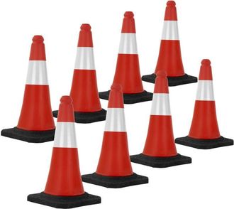 ECD Germany Ecd Germany 8x Cono De Tr&aacute;fico Obra Pieza De Se&ntilde;alizaci&oacute;n Emergencia Color Rojo Y Blanco 51 Cm De Altura Con Base Pesada Y Robusto Pil&oacute;n De Seguridad 