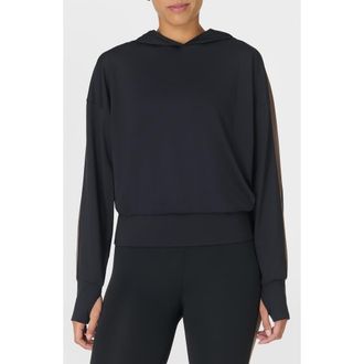 Sweaty Betty All Day Side Stripe Hoodie in Black Taupe at Nordstrom, Size X-Small