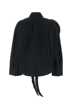 Blumarine Ruched Taffeta Shirt - Black