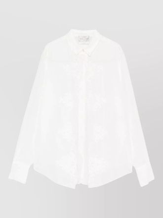 Forte_Forte long sleeve sheer shirt embroidered design