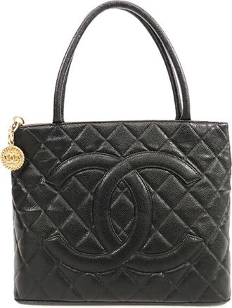 Chanel Borsa tote Medallion in pelle Caviar 2003-2004 - Nero