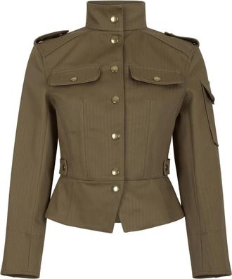 Alexander McQueen Alexander McQueen, Light Jackets, female, Green, Size: 2XS Functional Jacket With Ruffles