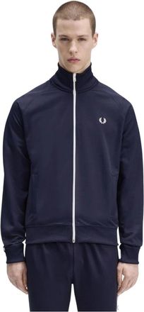Fred Perry Taped Track Jacket - Heren - Vesten met rits - Blauw - XL - Polyester - Hoodies & sweatvesten