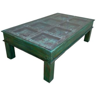 Wanderlust Deco Mesa de centro de madera artesanal 146x79x45h cm