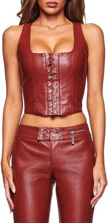 I.AM.GIA Ashton Faux Leather Corset Top in Dark Red at Nordstrom, Size Xx-Small