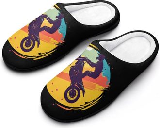 Generic Dirt-Bike-Motocross Rider Womens Slippers Warm House Slippers Indoor House Shoes with Anti-Skid Rubber Sole