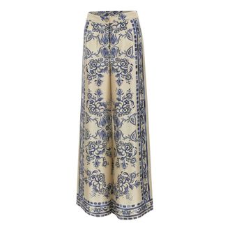 Liu Jo Wide Trousers, female, Multicolor, Size: XL Trousers with foulard print