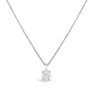 House of Brilliance 14K Gold Lab Grown Oval Solitaire Diamond Pendant Necklace