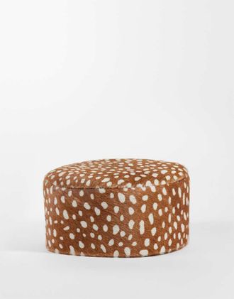 Asos Berretto in pelle cavallino con stampa cerbiatto-Neutro