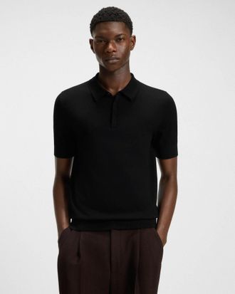 HUGO BOSS Mens San Peter Knit Polo in Black viscose - Size X-Large
