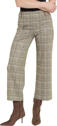 Lyss&eacute; Livia Plaid High Waist Crop Wide Leg Ponte Pants in Smoked Green Plaid at Nordstrom, Size X-Large