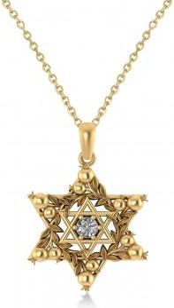 Allurez Diamond Jewish Star of David Pendant Necklace 14K Yellow Gold (0.25ct)