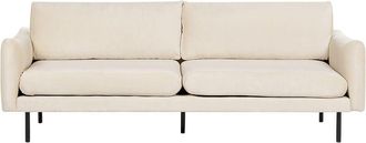 Beliani Sofá 3 plazas tapizado de terciopelo patas negras cojín de asiento estilo retro moderno beige claro Vinterbro