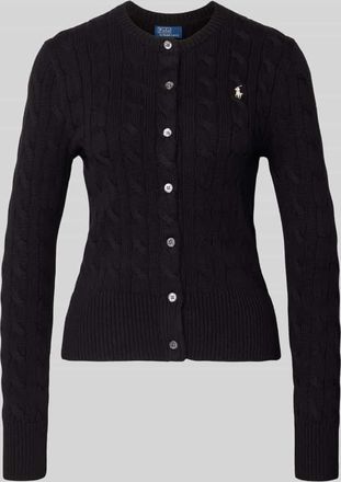 Polo Ralph Lauren Slim Fit Strickjacke mit Logo-Stitching in Black, Größe XXL