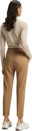 HUGO BOSS Womens Tachinoa Solid Patterned Straight Chinos in Medium Beige - Size 18 UK