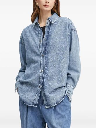 BOSS Blouse verfraaid met kristal - Blauw