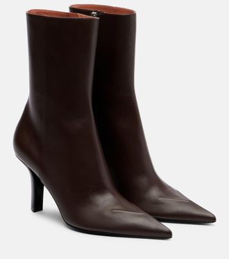 Amina Muaddi Christine 80 leather ankle boots