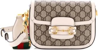Gucci Horsebit 1955 Shoulder Bag GG Coated Canvas with Leather Mini crossbody bag - Beige
