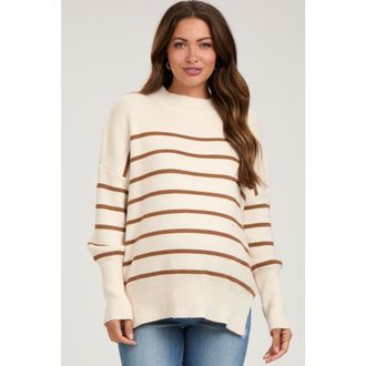 Pinkblush Striped Drop Shoulder Sweater in Beige at Nordstrom, Size Small/medium
