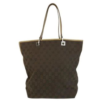 Gucci Pre-owned Tote Bags, female, Brown, Size: ONE SIZE Pre-owned Canvas Tote Bag