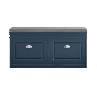 SoBuy Zapatero banco con 2 solapas 1 cajon azul