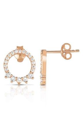Sphera Milano 14K Gold Plated Cubic Zirconia Circle Stud Earrings in Rose Gold at Nordstrom Rack