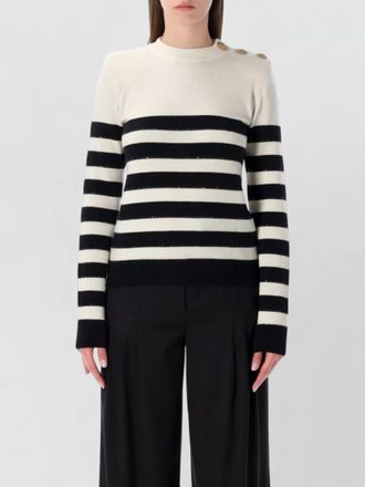 Balmain cashmere wool striped fitted long-sleeve jumper
