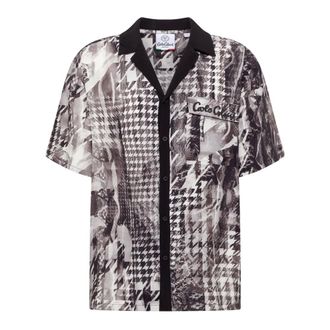 Carlo Colucci Carlo Colucci, Short Sleeve Shirts, male, Gray, Size: 2XL Houndstooth Shirt