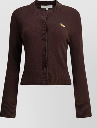 Maison Kitsun&eacute; wool ribbed fitted cardigan