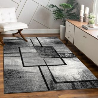 Paco Home Paco Home - Alfombra Sal&oacute;n Vintage Pelo Corto Motivo Moderno Geom&eacute;trico Abstracta Gris 240x340 Cm