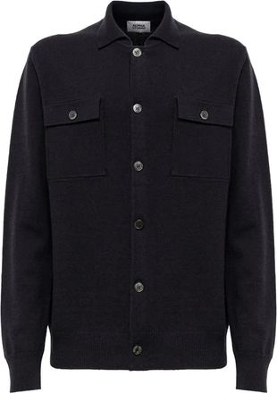 Alpha Studio buttoned pocket shirt - men - Wool - 48 - Blue