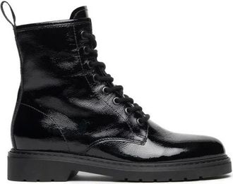 Nero Giardini Zwarte leren enkellaarzen met Dry Go-technologie - Dames - Veterlaarzen - Zwart - 40 EU - Leer - Schoenen