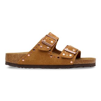 Birkenstock Su&egrave;de muiltjes met dubbele riem Arizona Rivet