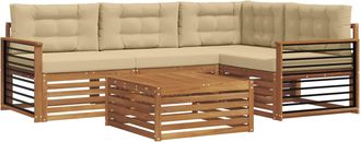 vidaXL Conjunto De Sof&aacute;s De Exterior 5 Uds. Natural Y Beige Vidaxl