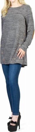 Papillon Heathered Tunic With Button Detail In Grey