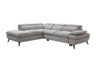 Vente-Unique Sof&aacute; rinconera izquierda de tela gris texturizada SURDELI