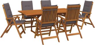 vidaXL Conjunto De Comedor Exterior Con Parasol 8 Uds. Gris Antracita Vidaxl