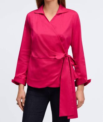 Foxcroft Salina No Iron Stretch Matte Sateen Shirt In Pink